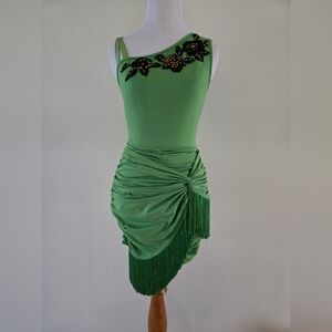Taylor-made Green Embellished Asymmetrical Dress